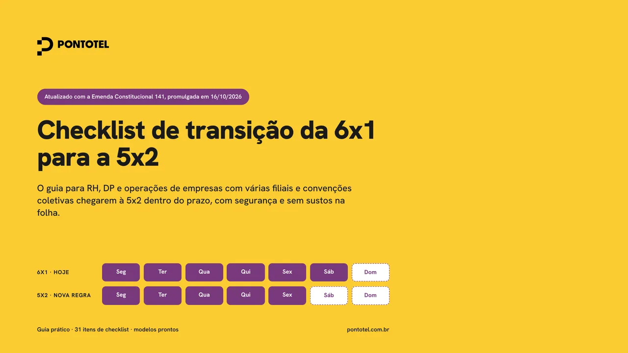 Primeira página do ebook Checklist de transição da 6x1 para a 5x2