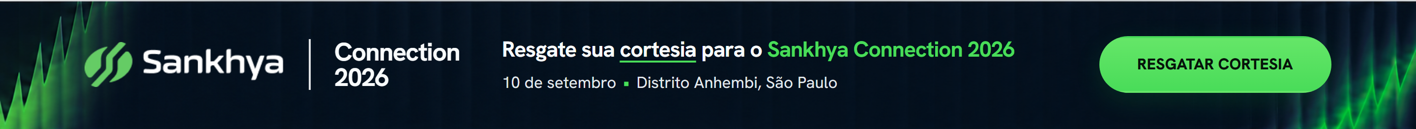 Sankhya Connection 2026: resgate sua cortesia. Evento em 10 de setembro, no Distrito Anhembi, em São Paulo.