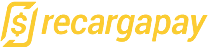 Logotipo amarelo estilizado de recargapay.