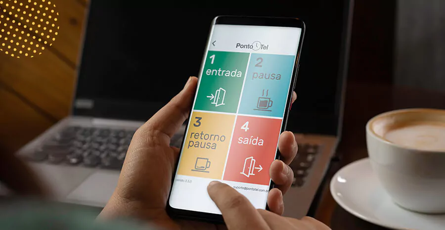 imagem de uma tela de celular mostrando o aplicativo de ponto da pontotel