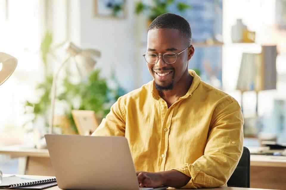 Profissional de RH analisando documentos no notebook