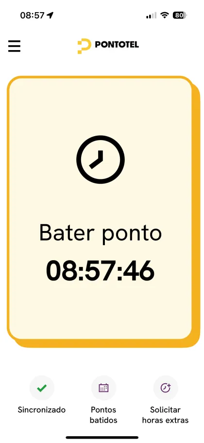 App Pontotel — tela inicial de bater ponto