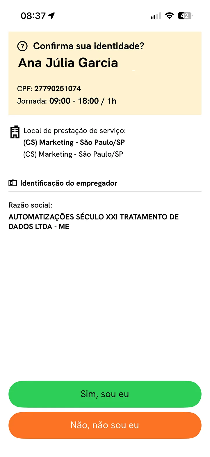 App Pontotel — tela de confirmação de identidade por biometria facial