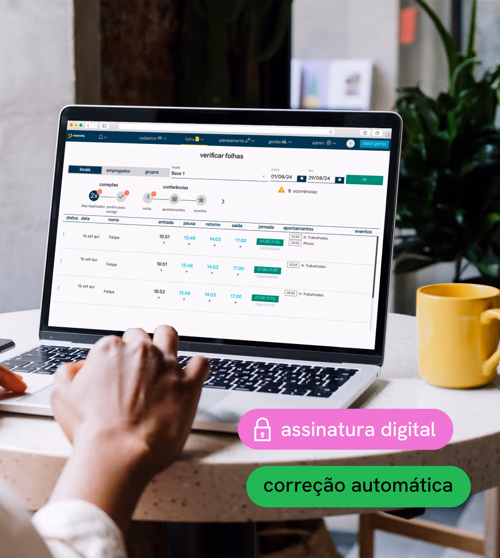 Fechamento colaborativo de ponto por fiscal de área no painel da Pontotel