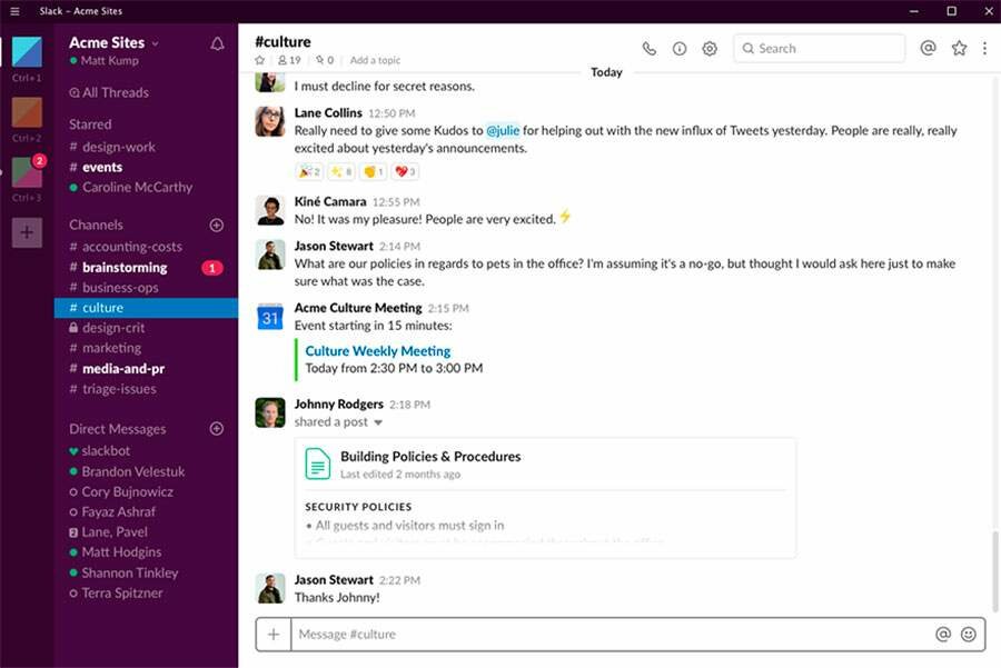 departamento pessoal ferramentas online slack