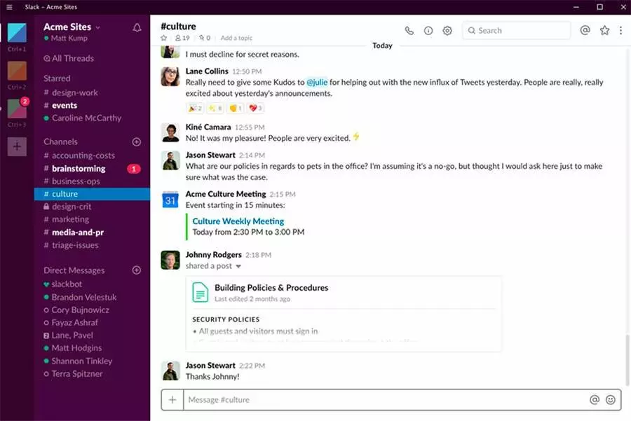 departamento pessoal ferramentas online slack