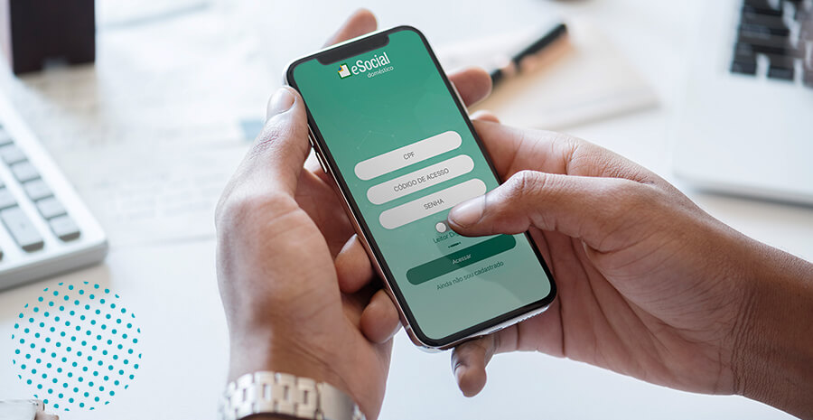 imagem de um celular, nele há uma homepage do eSocial