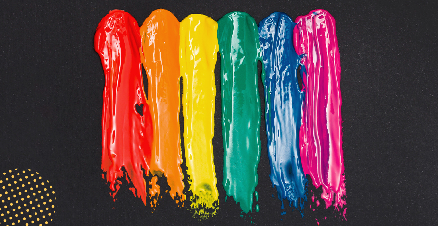 imagem de um fundo preto com manchas de tintas com as cores da bandeira lgbt+