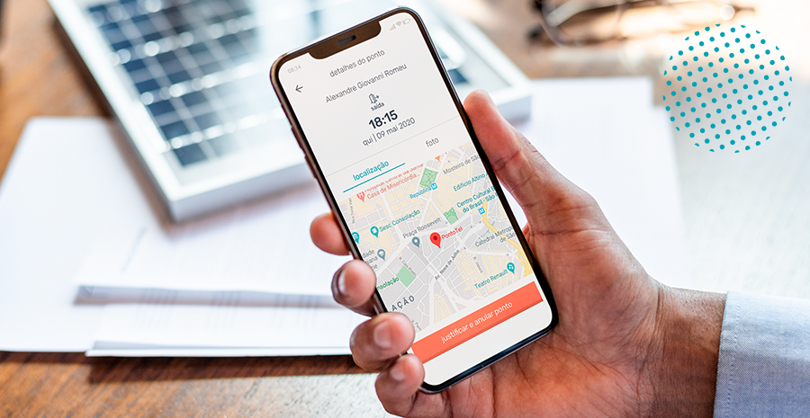 Funcionalidade de geolocalização no aplicativo do PontoTel no celular